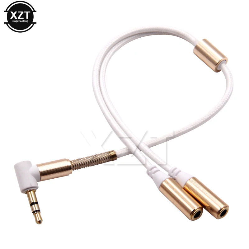 Câble séparateur Audio stéréo Y 3.5mm, Angle droit de 90 degrés, adaptateur séparateur de casque Jack 3.5mm mâle à 2 femelles, SinLoon pour onglet