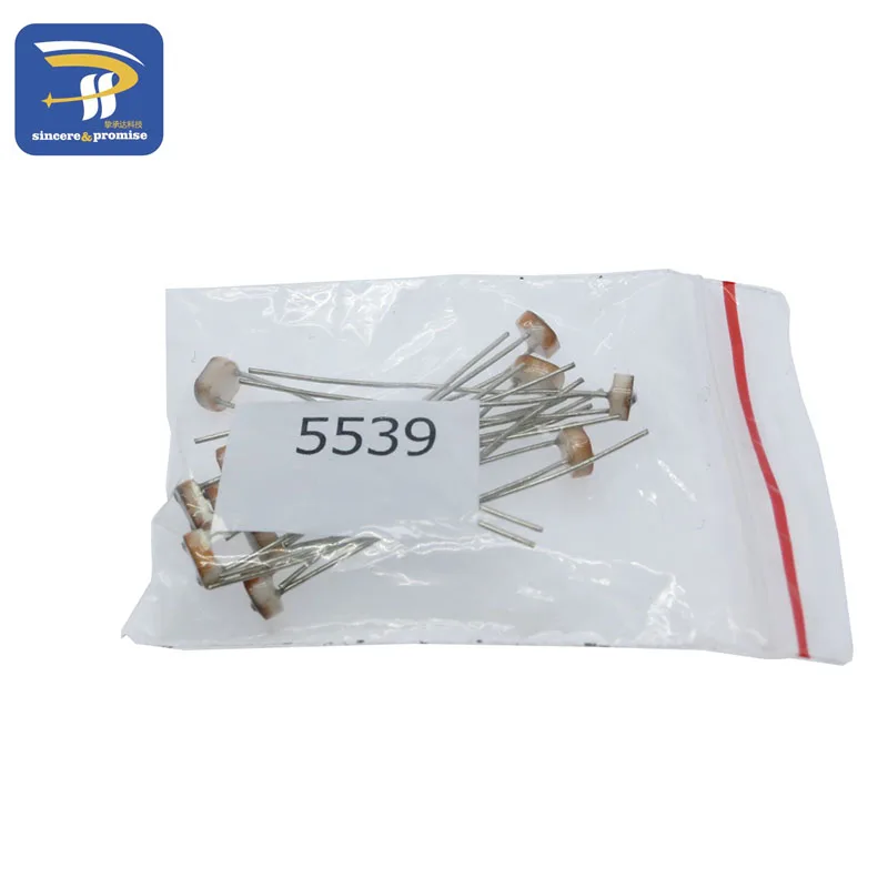 50 unids/lote (5 valores * 10 uds) LDR 5MM foto resistencia sensible a la luz Kit de fotorresistencia fotoeléctrica para 5506 5516 5528 5537 5539 - imagen 3