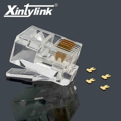 Xintylink Conector Telefónico RJ11 Macho Chapado Oro