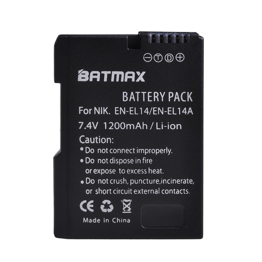 Batmax-Batería de cámara de EN-EL14, Cargador USB LCD para Nikon D3100, D3200, D3300, D3400, D3500, D5600, D5100, D5200, P7000, 1 ud. - imagen 3