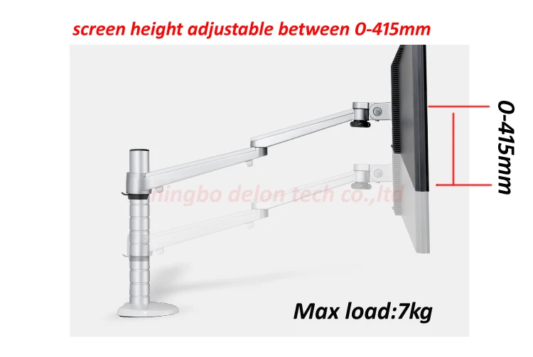 OA-3S de aluminio con montaje en D, base de ojal de abrazadera de 10-27 ", 7kg, brazo doble, soporte vesa de pantalla única, soporte de escritorio para monitor, inclinación giratoria 360 - imagen 3