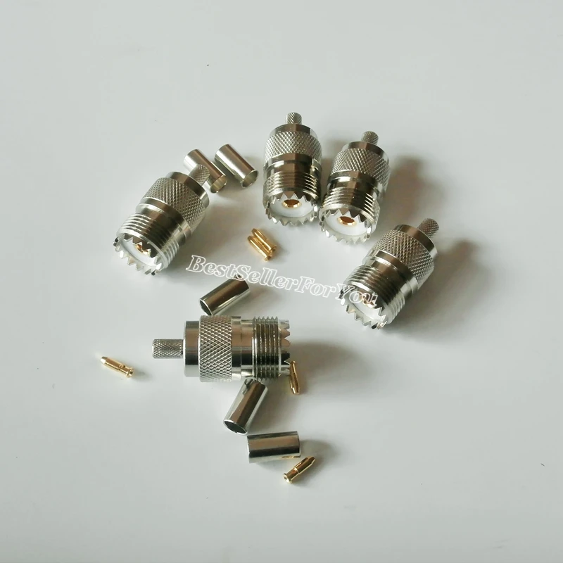 Conector hembra UHF SO239 RF coaxial, engarce para cable recto RG58 LMR195 RG142, 1 unidad, nuevo - imagen 2