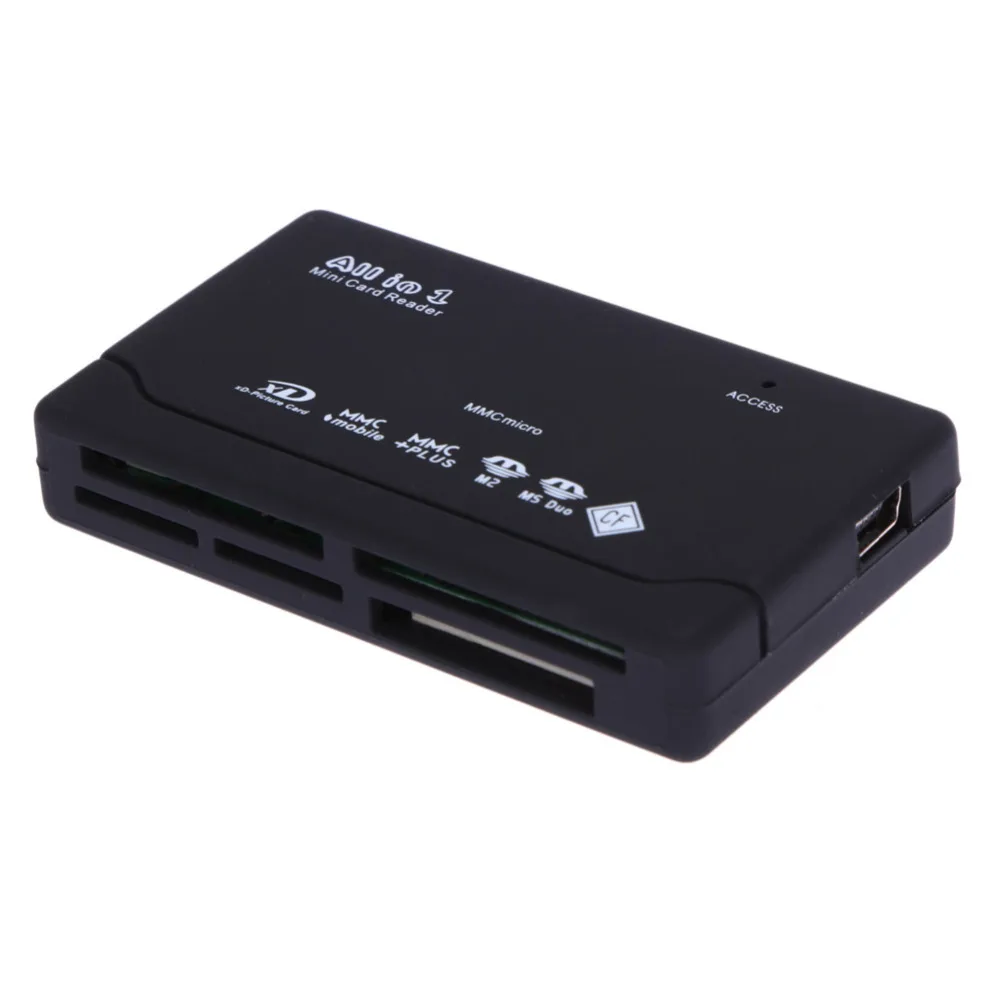 Lector de tarjetas de memoria todo en uno, adaptador USB externa de tarjeta SD SDHC Mini Micro M2 MMC XD CF, color negro - imagen 4
