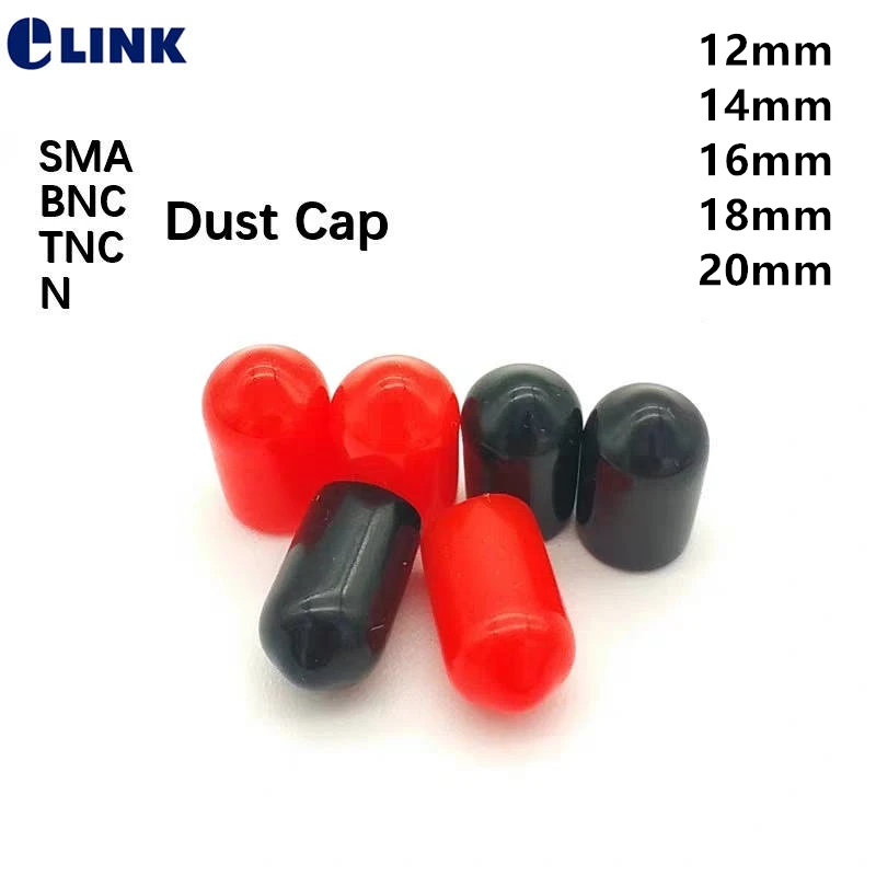 Tapa antipolvo SMA905 para conector SMA BNC TNC N 12mm 14mm 16mm 18mm 20mm cubierta protectora de PVC rojo negro envío gratis ELINK 500 Uds