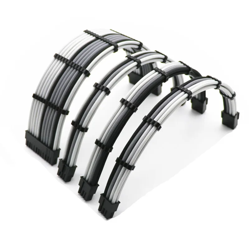 Angitu-Kit de Cable de extensión de alimentación PSU curvo de 180 grados, 1x24 Pines, 1x CPU 8 pines, 2x GPU 8(6 + 2) pines PCI-E Premium 20cm 30cm - imagen 2