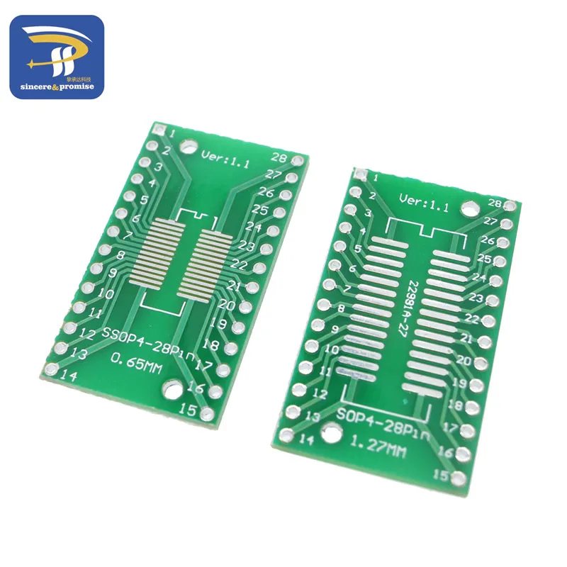 10 unids/lote SO/SSOP/SOIC/MSOP TSSOP28/SOP28 giro DIP28 1,27 MM/0,65 MM giro 2,54 MM adaptador IC enchufe/placa adaptadora/PCB