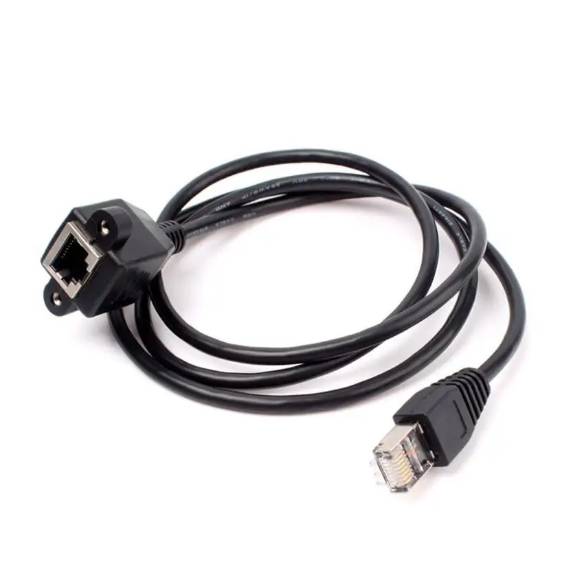 Cable de extensión de red Ethernet RJ45 Cat 6, macho a hembra, con orificios de montaje en Panel para PC y portátil