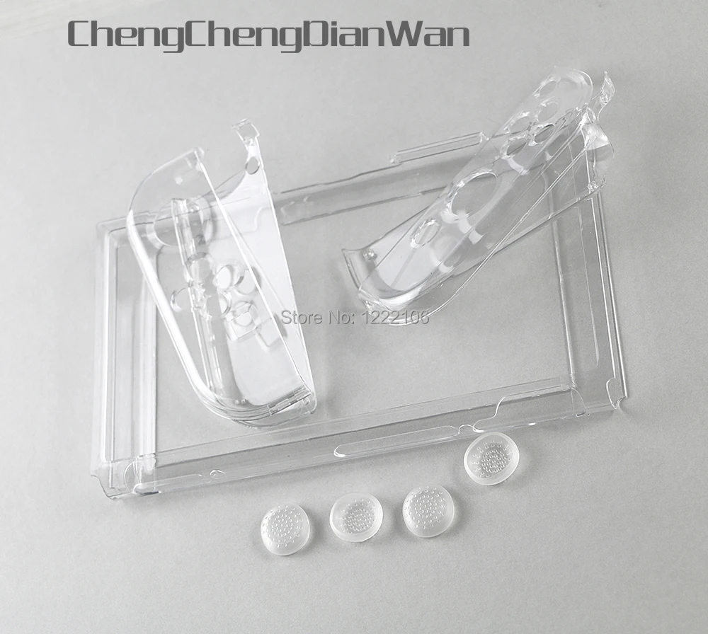 1 Juego de Protector de cristal, funda rígida protectora transparente, cubierta trasera, carcasa a prueba de golpes, tapas de Joystick para interruptor NS NX