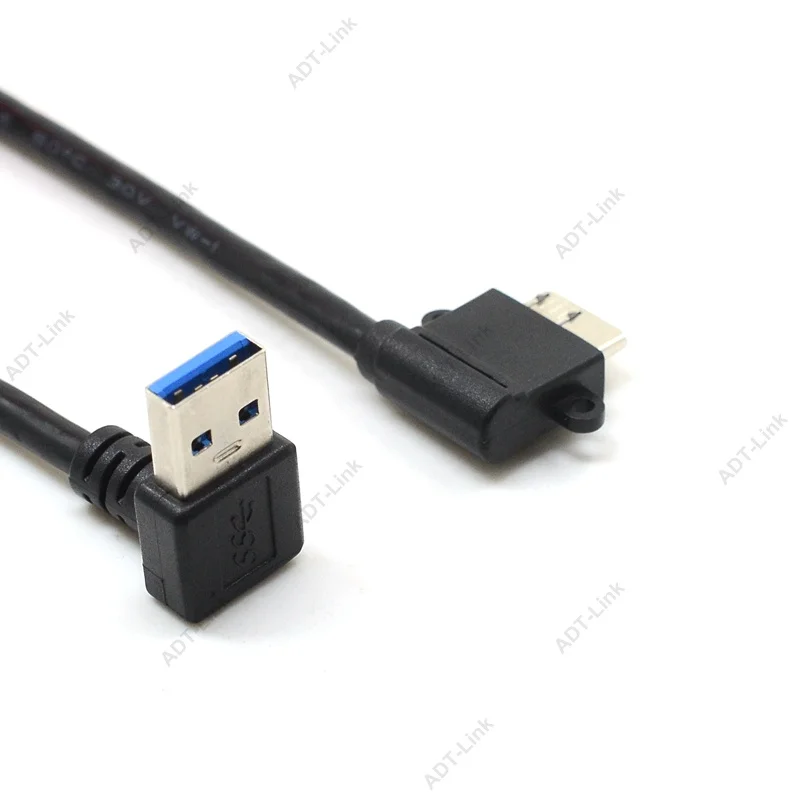 Cable adaptador de codo USB 3,0 negro de 25cm tipo a macho a Micro B conector macho en ángulo izquierdo Compatible con ángulo recto hacia arriba y hacia abajo - imagen 3