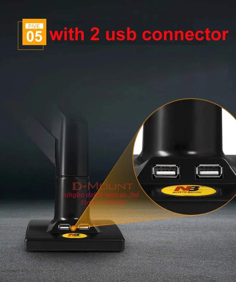 NB 22-32 "f85A con 2 USB3 360 girar resorte mecánico lcd montaje de escritorio mesa de TV monitor pantalla soporte de escritorio soporte - imagen 3