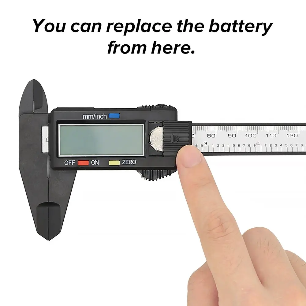 ESPLB-calibrador Vernier de plástico de 150mm, calibrador Digital electrónico con pantalla LCD de 6 pulgadas, calibradores de conversión de milimetro de fibra de carbono - imagen 3