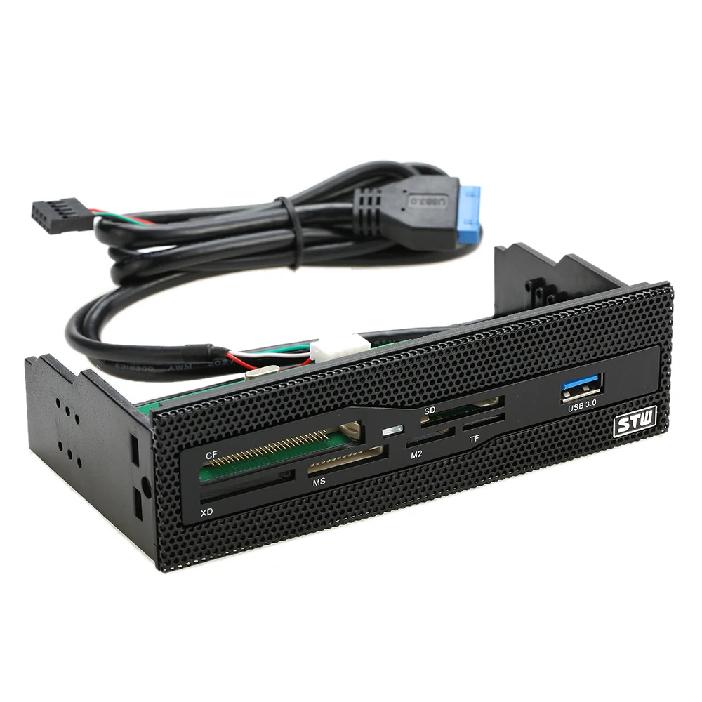Lector de tarjetas internas de 5,25 ", tablero multifunción multimedia, Panel frontal de PC, USB 3,0, compatible con CF XD MS M2 TF, lector de tarjetas SD inteligente