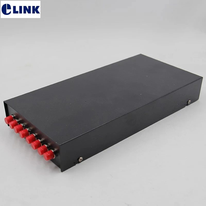 Caja de terminales FTTH de 8 núcleos FC FTTX incluye FC pigtail y adaptador SPCC 8 puertos panel de conexión de fibra óptica red SM ELINK