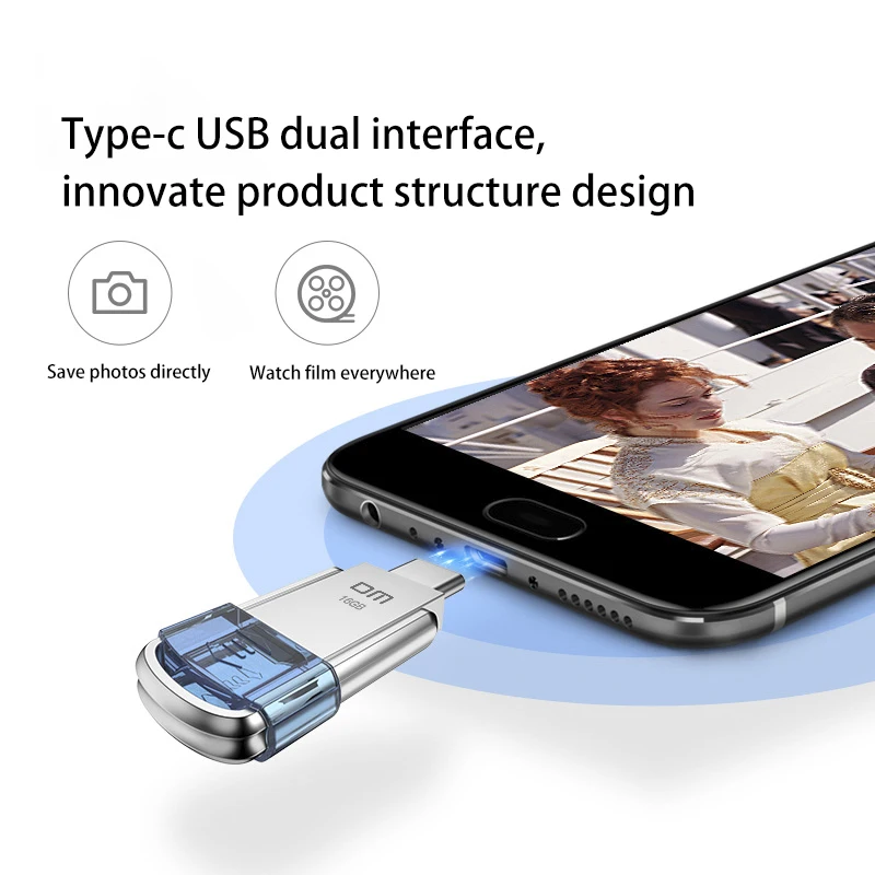 Unidad Flash USB 3,0 de Metal, pendrive de alta velocidad tipo C de 128GB, OTG, DM, PD119 - imagen 2