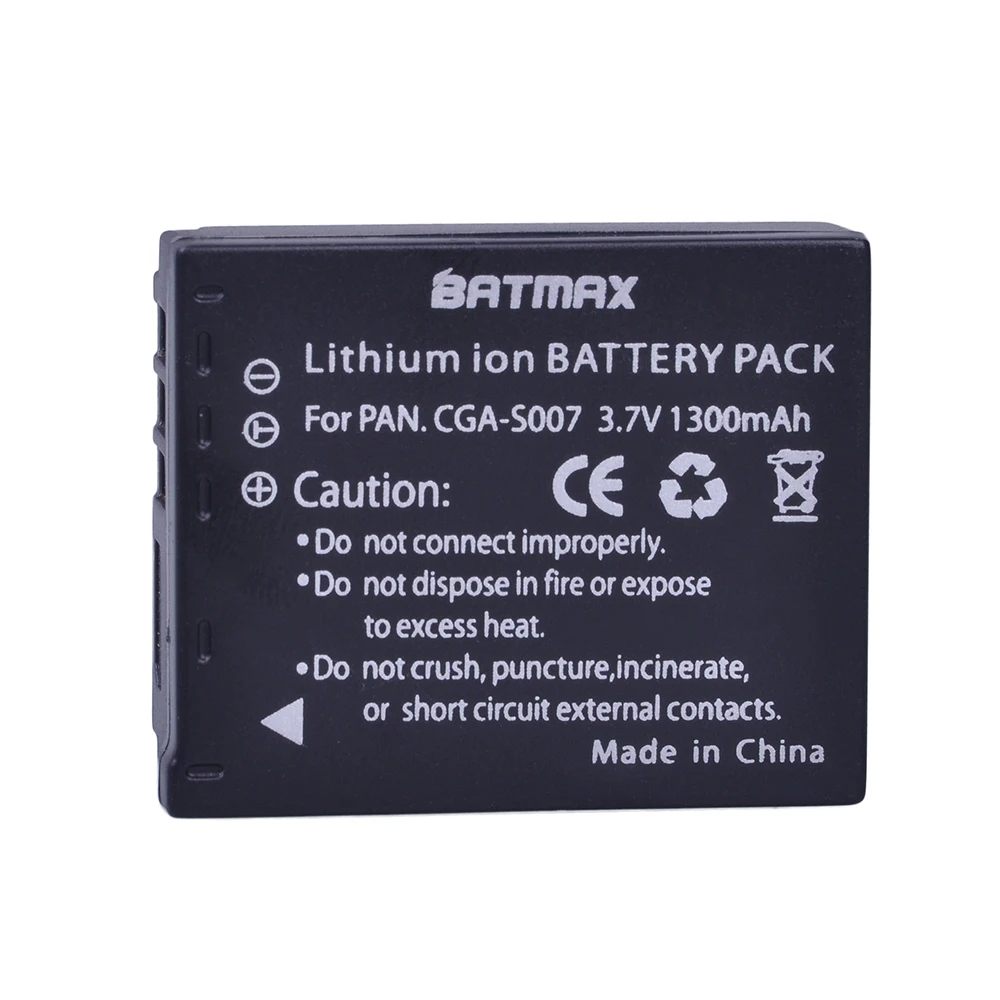 Batmax-Batería de cámara para Panasonic, 1300mAh, CGA-S007, S007E, S007, S007A, DMC, TZ1, TZ2, TZ3, TZ4, TZ5, TZ50, TZ11, TZ15, 2 unidades - imagen 5