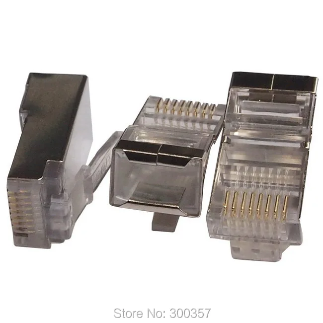 Conector de enchufe Modular RJ45 RJ-45 8P8C, protector de Metal, red CAT5E, 100 unids/lote - imagen 2