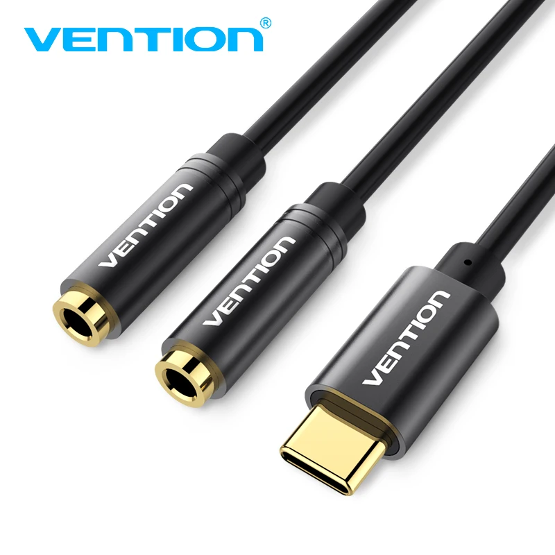 Vention-cable adaptador de auriculares tipo C a 3,5mm, conector USB 3,1 tipo C a Jack 3,5, Cable auxiliar de Audio para Xiaomi Mi6, auriculares y altavoces