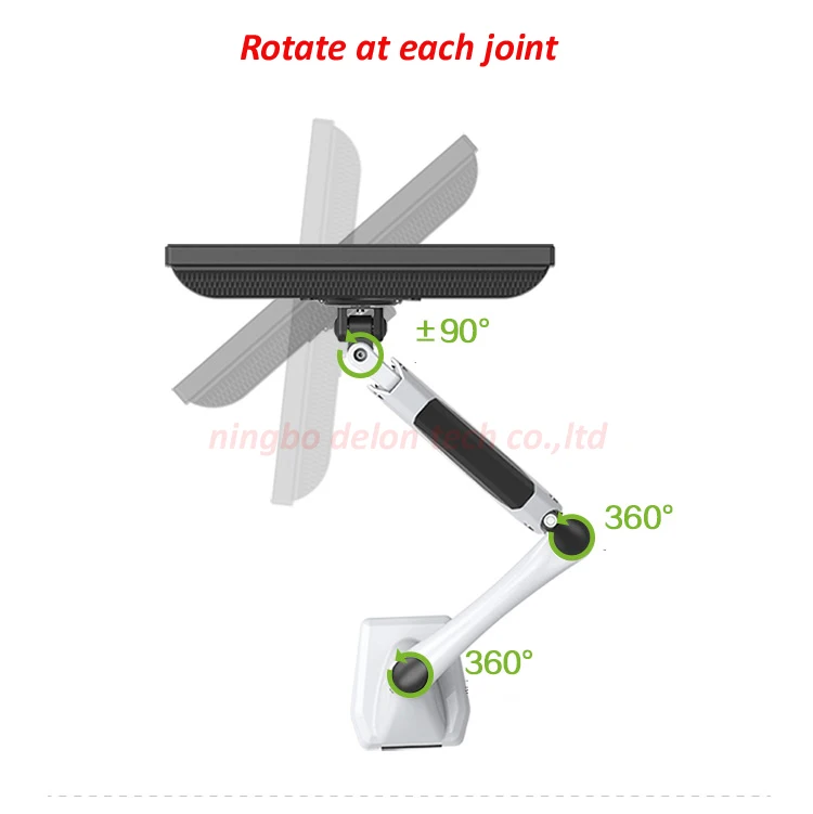 DL-GM112FC 10-27 "pressa de aire puntal de gas inclinable montaje de escritorio lcd monitor giratorio soporte de mesa pantalla estante de escritorio con abrazadera - imagen 5