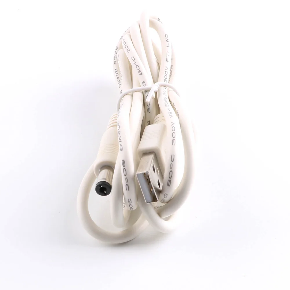 Calibre de cable de 24AWG de alta calidad, cable estándar USB a DC 5,5/2,1mm, 5,5x2,1mm, 5,5mm/2,1mm, conector de alimentación de barril de 5 voltios, 1,0 m - imagen 2