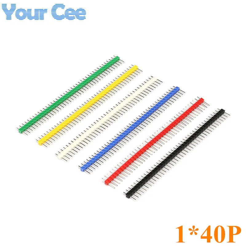 12 Uds. Cabecera de Pin rompible de 40 pines 2,54mm Kit de conector de cabezal macho de una sola fila tira de pines PCB Blanco/Negro/rojo/azul/verde/amarillo - imagen 2