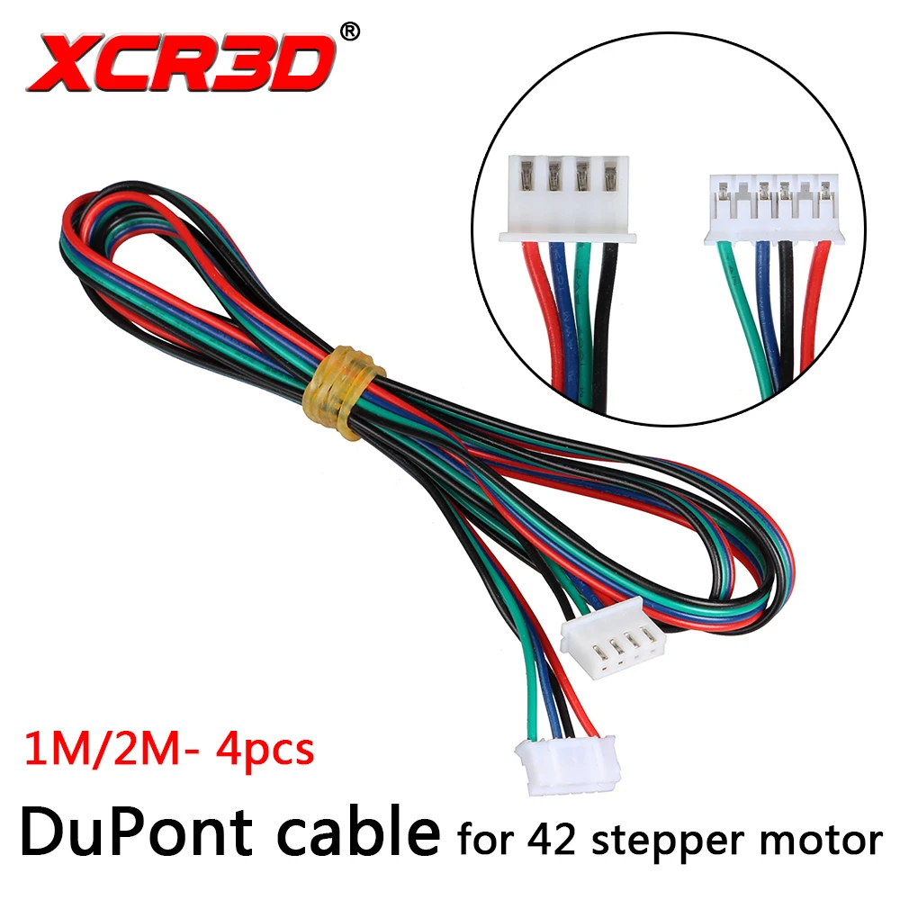 XCR3D alta calidad 4 unids/lote 1M/2M XH2.54 4pin-XH2.0 Cables conectores de Motor paralados de 6 pines para 42 piezas de impresora 3D de Motor paso a paso - imagen 2