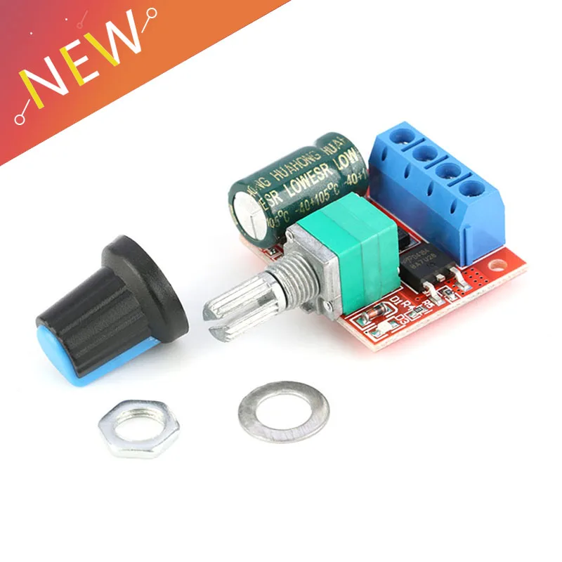 Módulo controlador de velocidad de Motor, regulador de velocidad de 5V-28V, 5A, 90W, interruptor de placa de ajuste de 24V, Mini PWM DC-DC