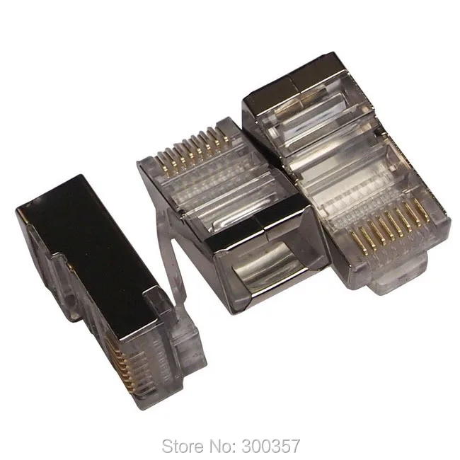 Conector de enchufe Modular RJ45 RJ-45 8P8C, protector de Metal, red CAT5E, 100 unids/lote - imagen 3