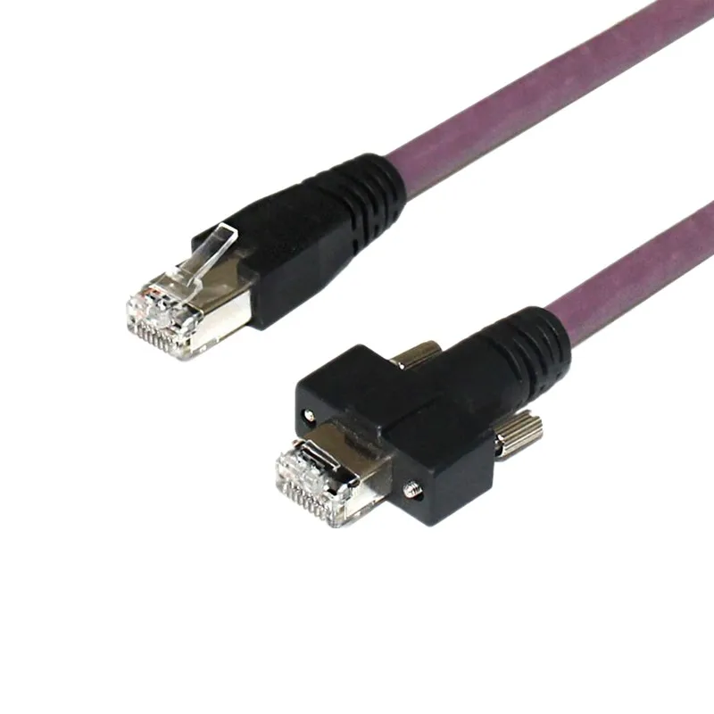 Cable de cámara industrial GigE RJ45 de 3M y 5M, Cable fijo de tornillo de tanque doblado de cadena de remolque Gigabit Ethernet para visión artificial
