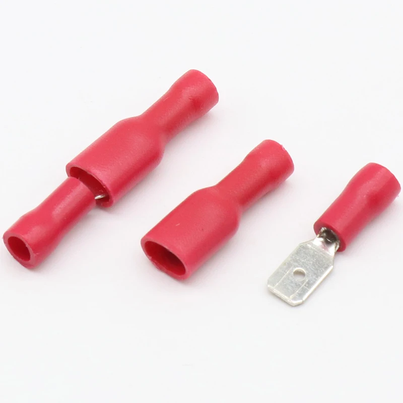 100 piezas (50 pares) 4,8mm rojo hembra macho conector eléctrico y cableado Terminal de engarzado aislado pala - imagen 5