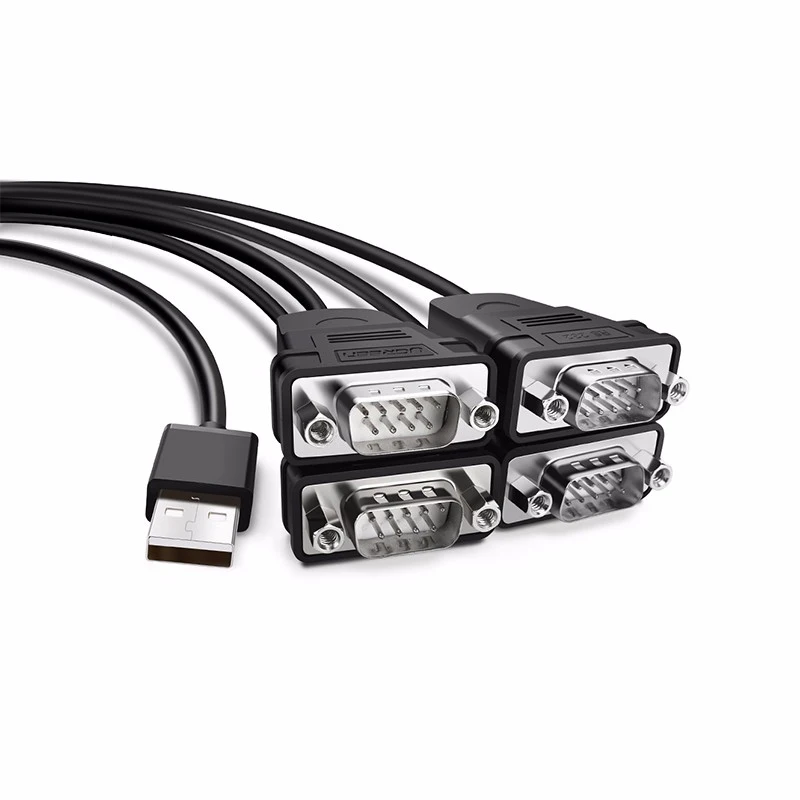 Adaptador de Cable USB a serie RS232, convertidor de 4 puertos DB9 de 9 pines macho a macho con Hexnuts para Windows 10/8.1/8/7/XP/ Vista/Linux - imagen 2