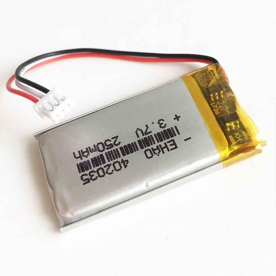 3.7V 250mAh 402035   Batería recargable LiPo de polímero de litio JST 1,25mm conector de 3 pines para GPS Mp3 GPS bluetooth reloj inteligente - imagen 3