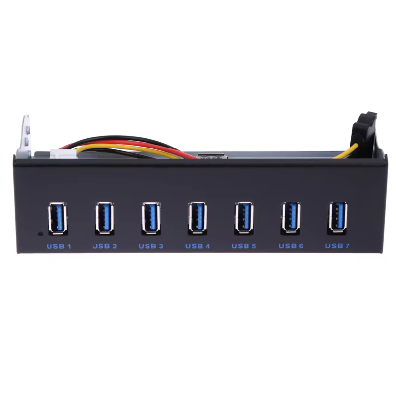 Hub USB 7 Puertos 5 Gbps – Panel Frontal PC 5,25" - imagen 2