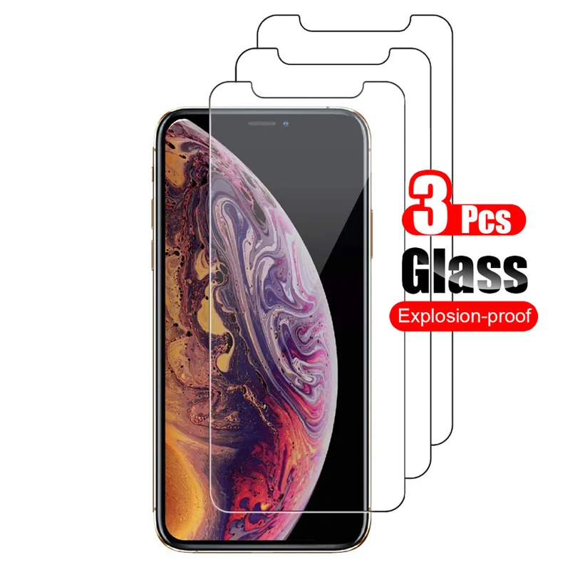 3 uds para iPhone 16 15 14 13 12 11 Pro Max XR Xs 7 8 6s Plus 5S Protector de pantalla de vidrio templado película protectora de vidrio 9H