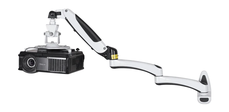 PR03W-L proyector universal montaje en pared resorte de gas movimiento completo 0-6,5 kg de largo soporte de brazo de tres secciones con bandeja de gancho 1/4 pulgadas - imagen 3