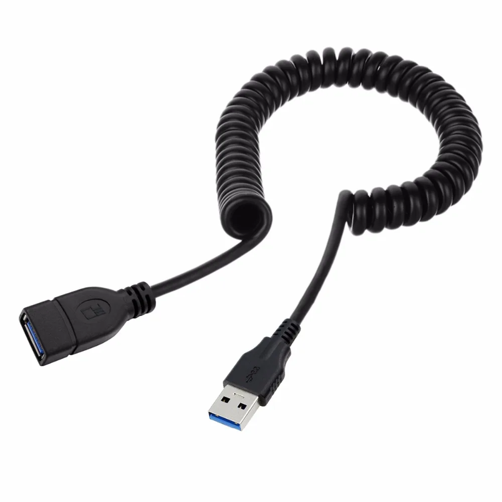 Cable de carga de datos de extensión USB 3,0 tipo A macho a hembra elástico para tableta y teléfono móvil unidad de disco duro portátil 100 cm negro - imagen 2