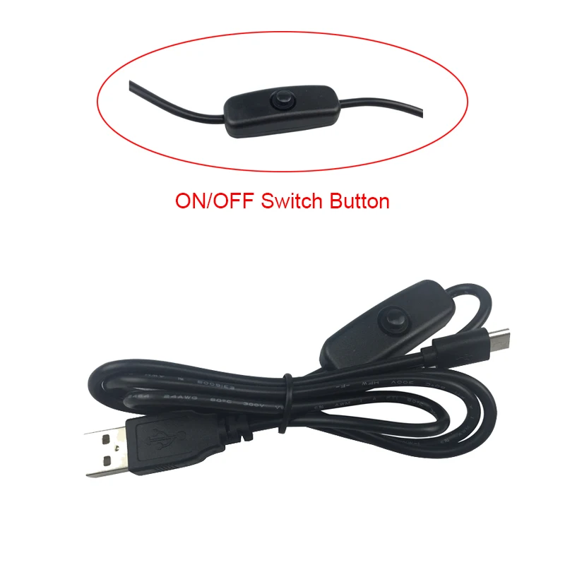 Cable de alimentación USB de 1M con botón de encendido/apagado, Cable cargador de puerto USB a Micro USB para Raspberry Pi 3/Zero - imagen 2