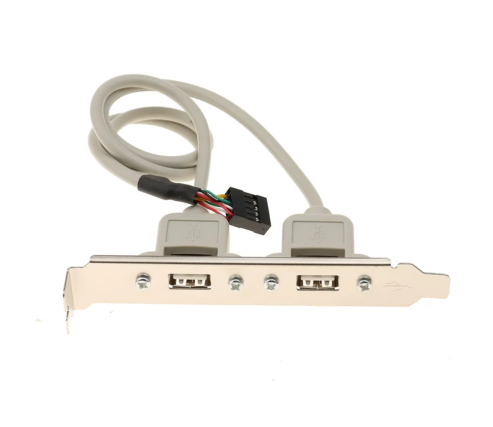 Nuevo soporte de expansión del Panel trasero de la placa base USB 2,0 de 2 puertos a la placa base IDC de 9 pines Cable USB adaptador de Host 2 colores - imagen 5