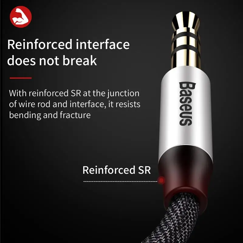 Baseus-Cable auxiliar de Audio macho a macho para Samsung S10, Conector de 3,5mm para altavoz y auriculares de coche, 3,5mm - imagen 4