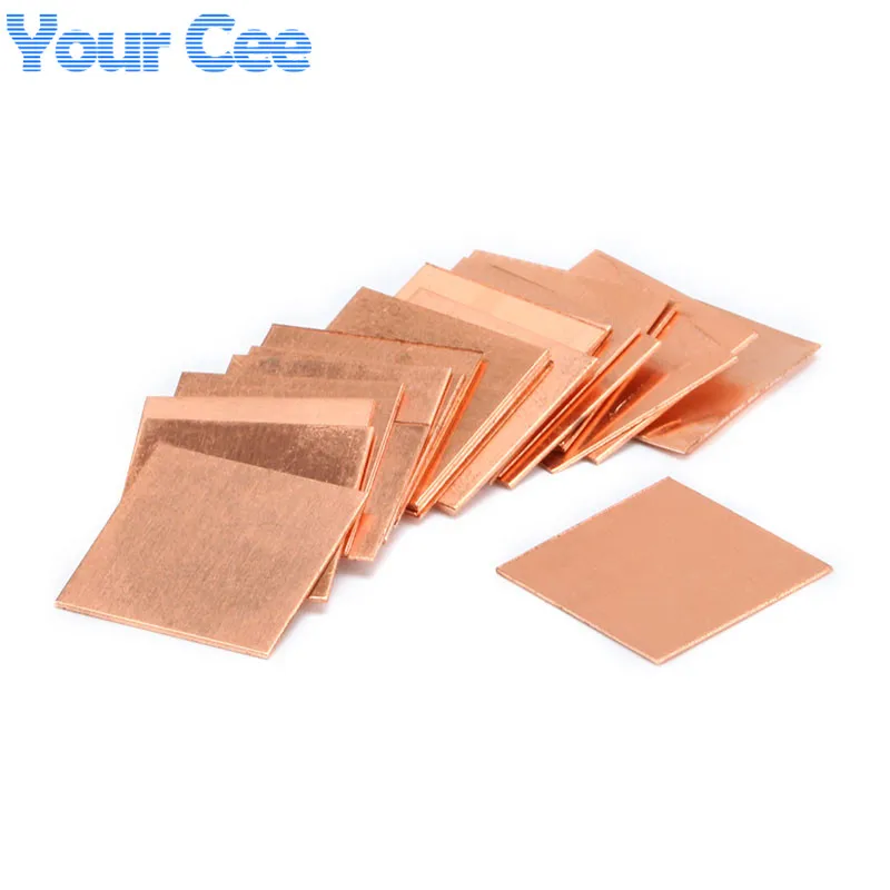 10 Uds 15mm x 15mm 0,3mm 0,5mm 0,8mm 1mm 1,2mm 1,5mm 2,0mm de espesor disipador térmico cuña de cobre almohadillas térmicas para ordenador portátil IC Chipset GPU CPU - imagen 2