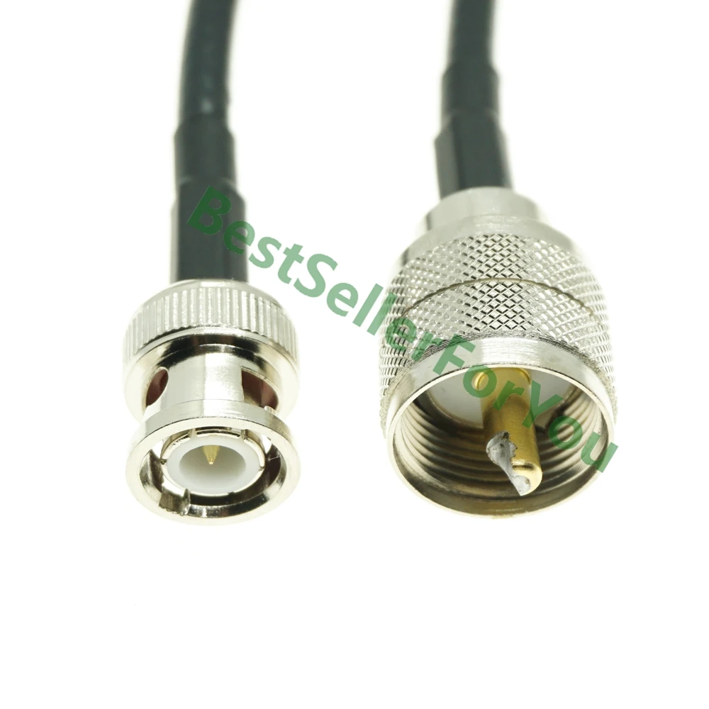 Cable RG58 UHF PL-259 PL259 macho a BNC macho, lote recto, puente de crimpado, pigtail - imagen 4