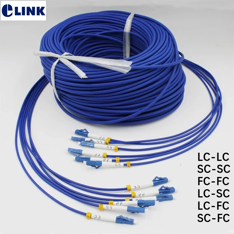 Cable de conexión de fibra 6 núcleos blindado 350M-500M 6C SC LC FC ST APC a prueba de ratiles monomodo 6 fibras cable de puente óptico ELINK ftth 400m - imagen 3