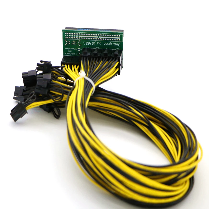 Kit de fuente de alimentación PCI-E: placa de ruptura de puerto de 10x 6 pines y cable de 60 CM 1007 16AWG PCI-E de 6 pines a 6 + 2 pines