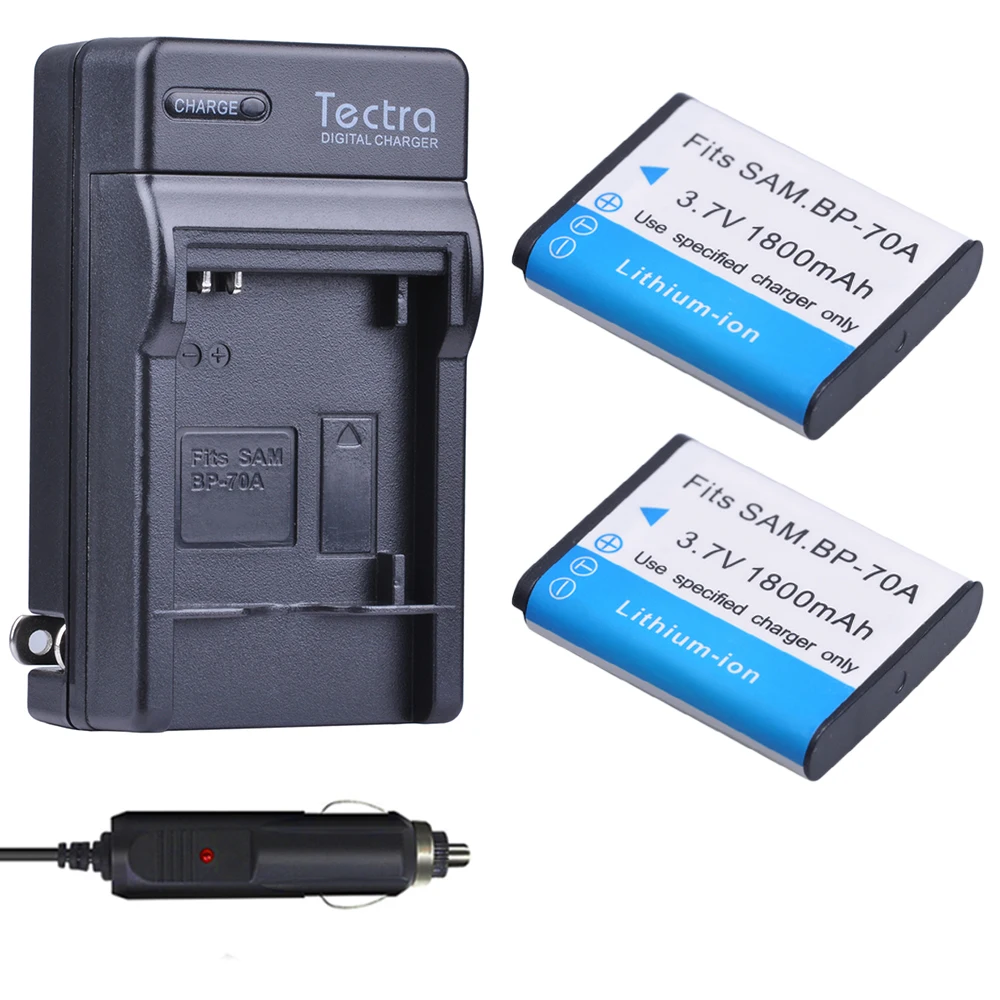 Tectra-Batería de iones de litio BP-70A, cargador Digital de 1800mAh para Samsung ST66, ST700, ST88, ES65, ES95, MV800, PL120, PL170, ES80, ST30, 2 uds.