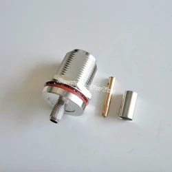 Conector hembra N crimpado con tuerca para RG58 RG142 y KSR/LMR195
