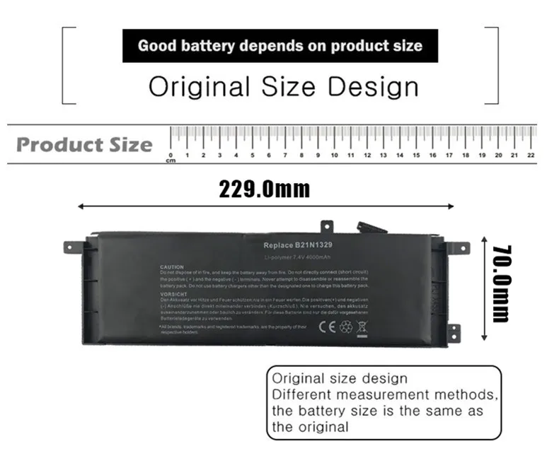 Batería para portátil 0B200- 00840000   B21-N1329 B21N1329 para Ultrabook ASUS D553MA F553M F553MA F553SA X453 X453MA X553MA - imagen 4