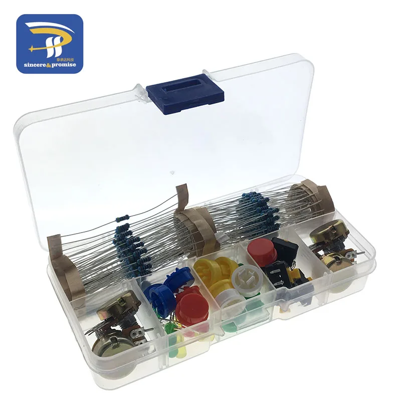 Paquete de piezas genéricas, Kit de resistencia portátil práctico para Arduino Starter, Kit de bricolaje UNO R3, potenciómetro LED, Interruptor táctil, cabezal de pin - imagen 3