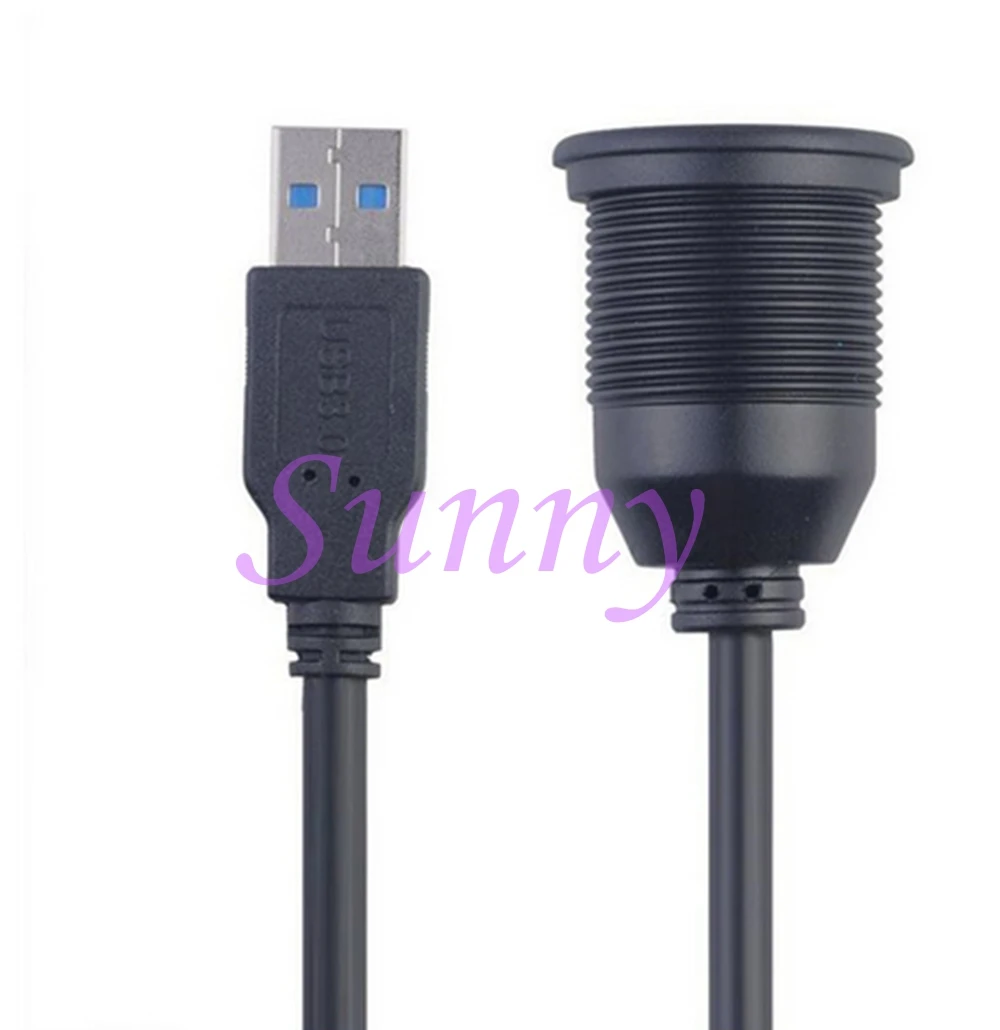 USB 3,0 macho a USB 3,0 hembra AUX montaje empotrado Cable de extensión de montaje en coche para coche camión barco motocicleta Panel de tablero