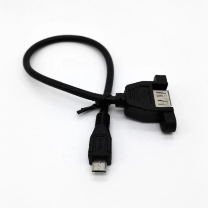 Cable de extensión Micro B macho de 5 pines A USB A 2,0 hembra, Tornillo de montaje en Panel, oreja de 30cm /50cm, Cable con orificios para tornillos, línea deflectora - imagen 4