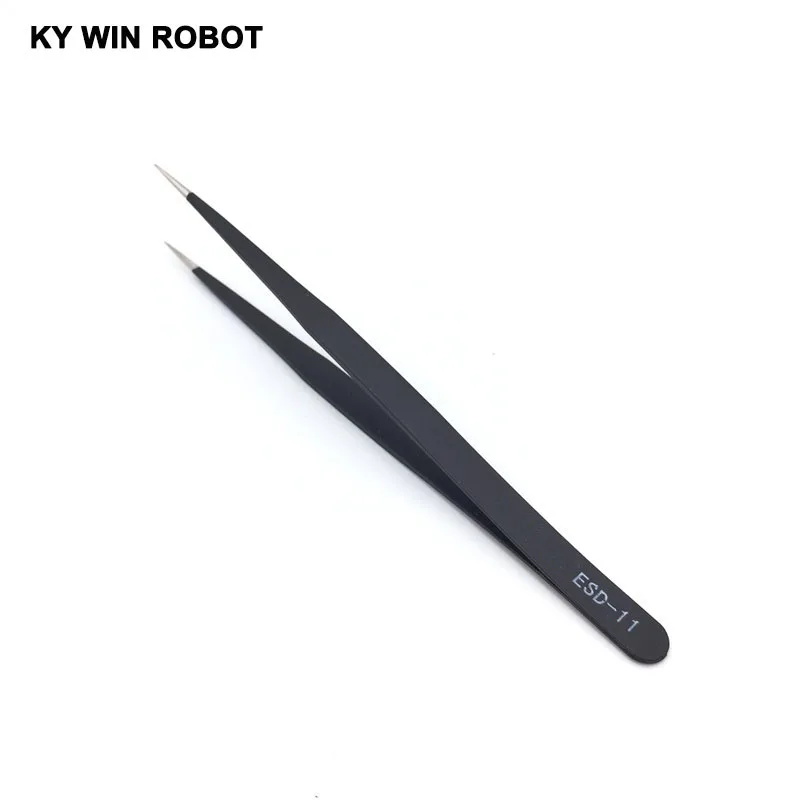 Pinzas de punta recta curvada antiestática, juego de pinzas de soldadura de precisión, herramienta electrónica ESD, 1 ESD-11 - imagen 5