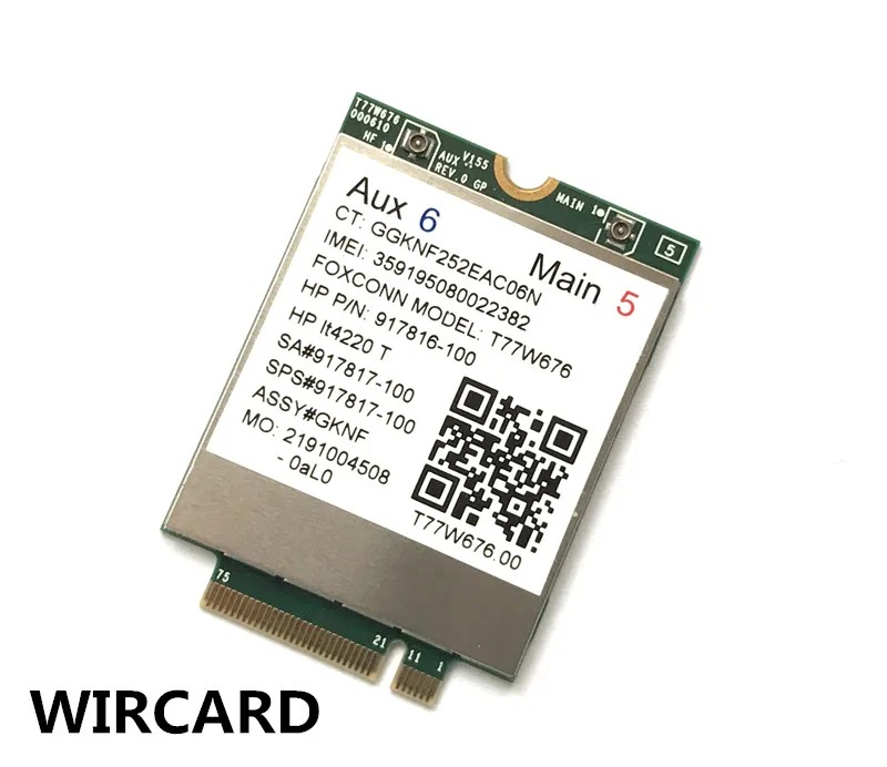 Módem lt4220 X12 LTE T77W676 917817-100 4G WWAN M.2 450Mbps LTE para Elite X2 1030 G3 EliteBook X360 1030 G3